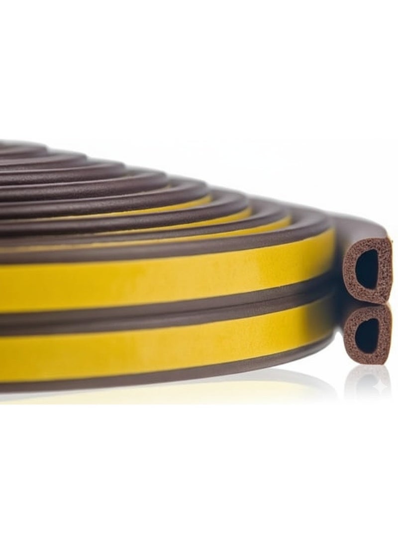 Weatherproofing tape for doors and windows, self-adhesive foam rubber sealing tape for gaps, leak prevention, and windproofing of doors and windows, 5 meters, brown color - Image 1